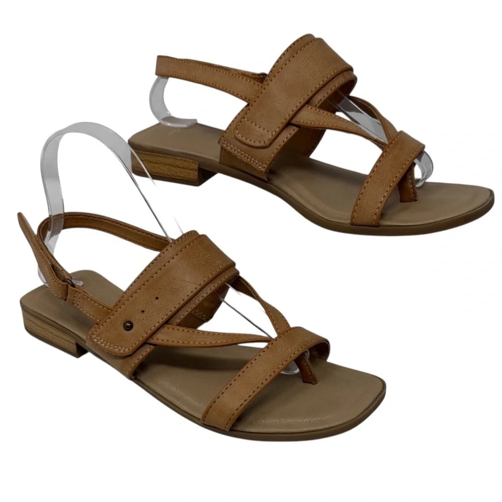 Frye and Co. Cassia Vegan Strappy Open Toe Tan Sandals Size 8.5